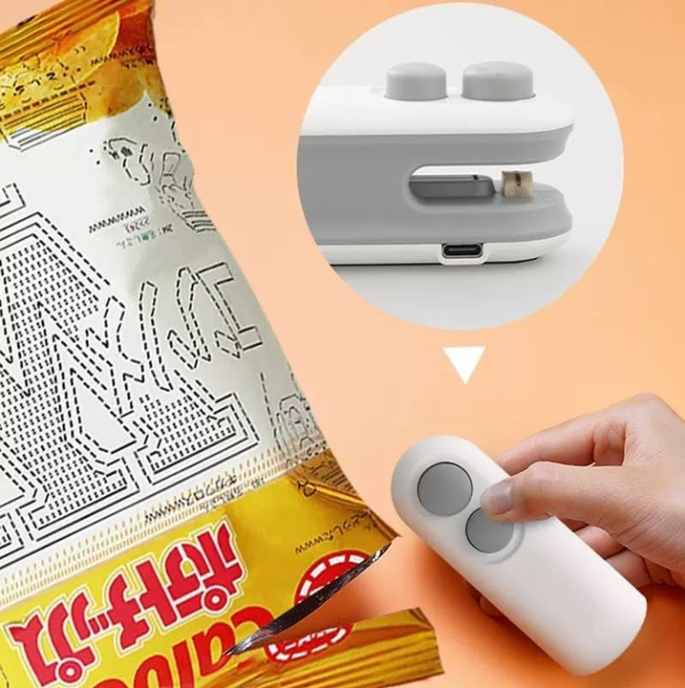 Mini portable 2 in 1 USB rechargeable food and plastic bag sealer