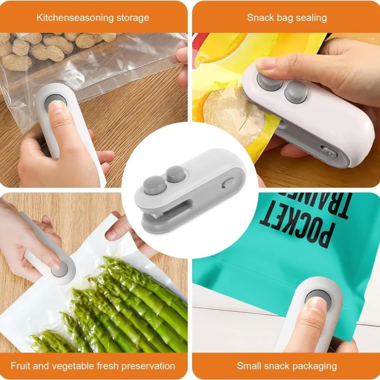 Mini portable 2 in 1 USB rechargeable food and plastic bag sealer