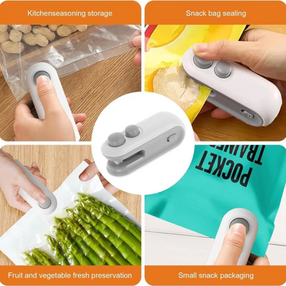Mini portable 2 in 1 USB rechargeable food and plastic bag sealer
