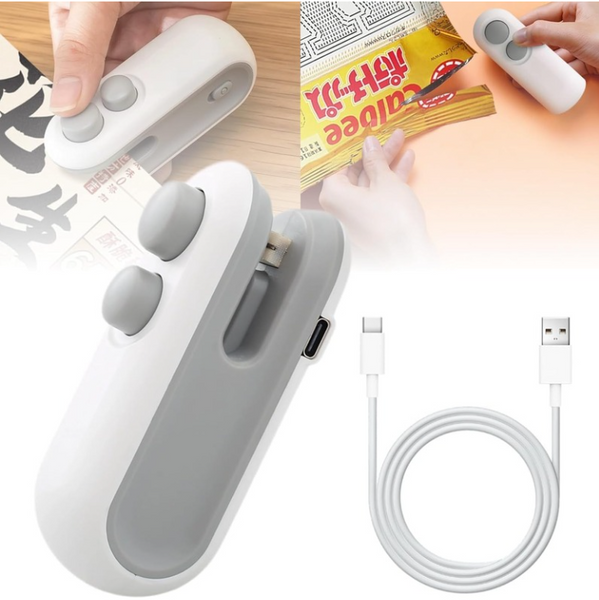 Mini portable 2 in 1 USB rechargeable food and plastic bag sealer